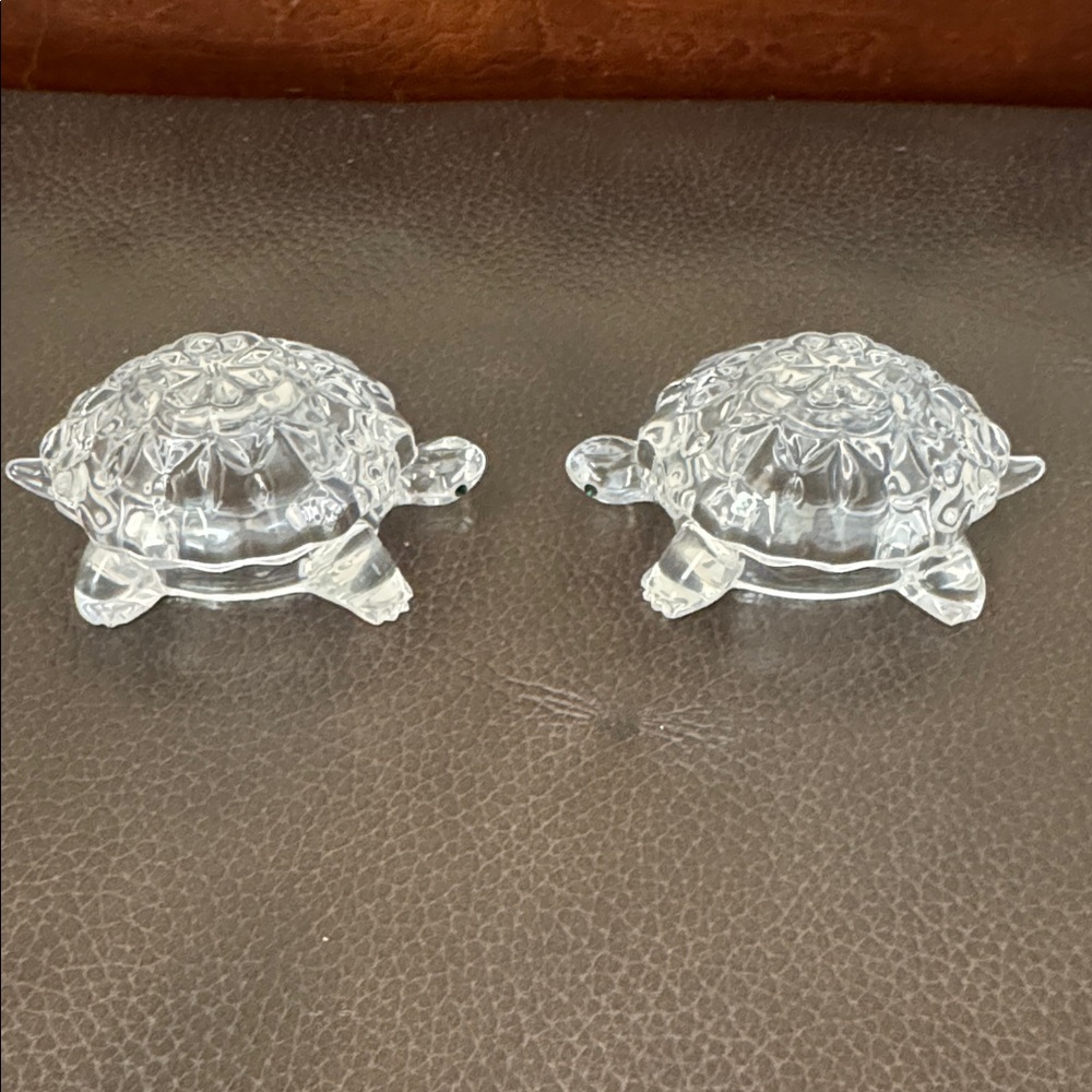 Vintage Lenox Turtle Salt & Pepper Shakers Made of Full Lead Crystal